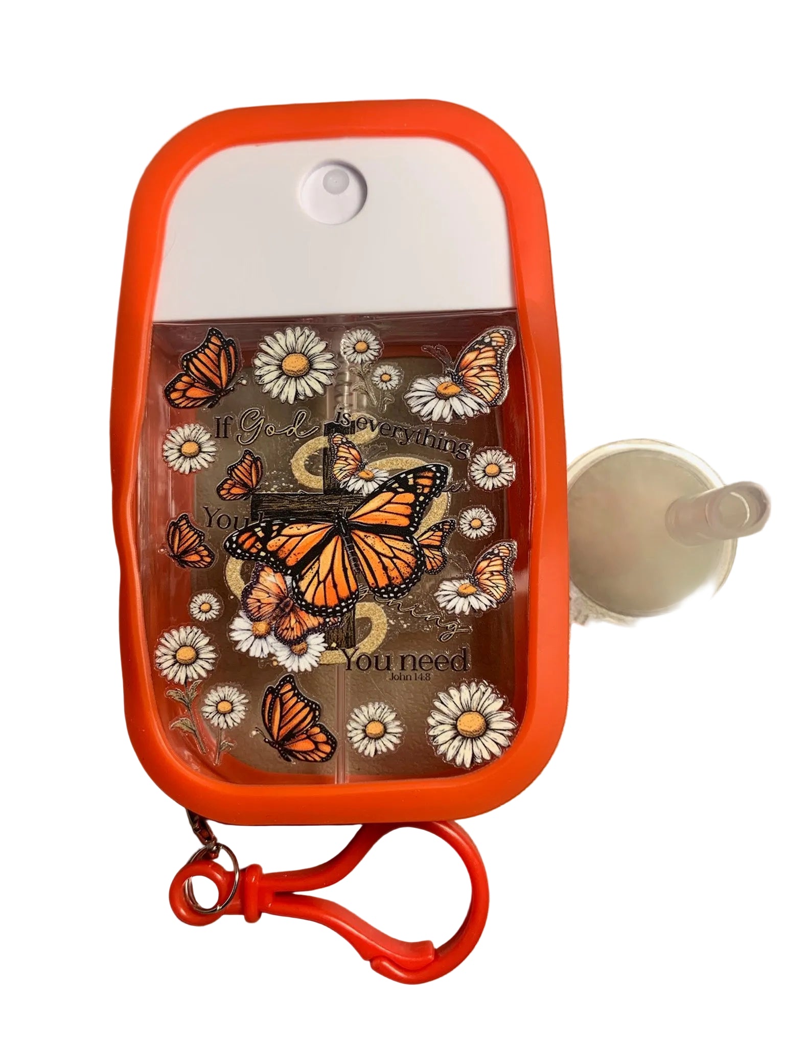 Faith Butterfly Hand Sanitizer Holder – John 14:8 🦋✝️
