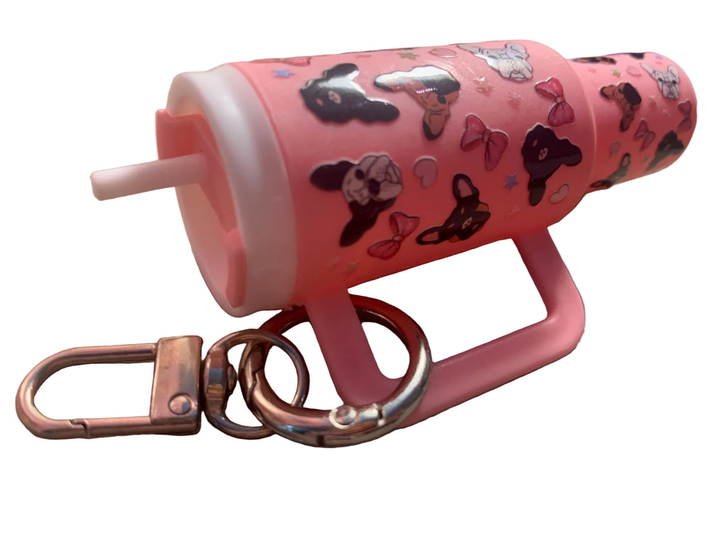Pink Tumbler Keychain Chapstick Holder – French Bulldog Lip Balm Holder