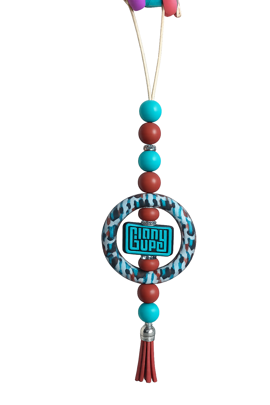 Giddy Up Beaded Car Freshie Hanger with Tassel