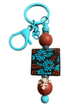 Turquoise Floral Boho Keychain 🌼💙