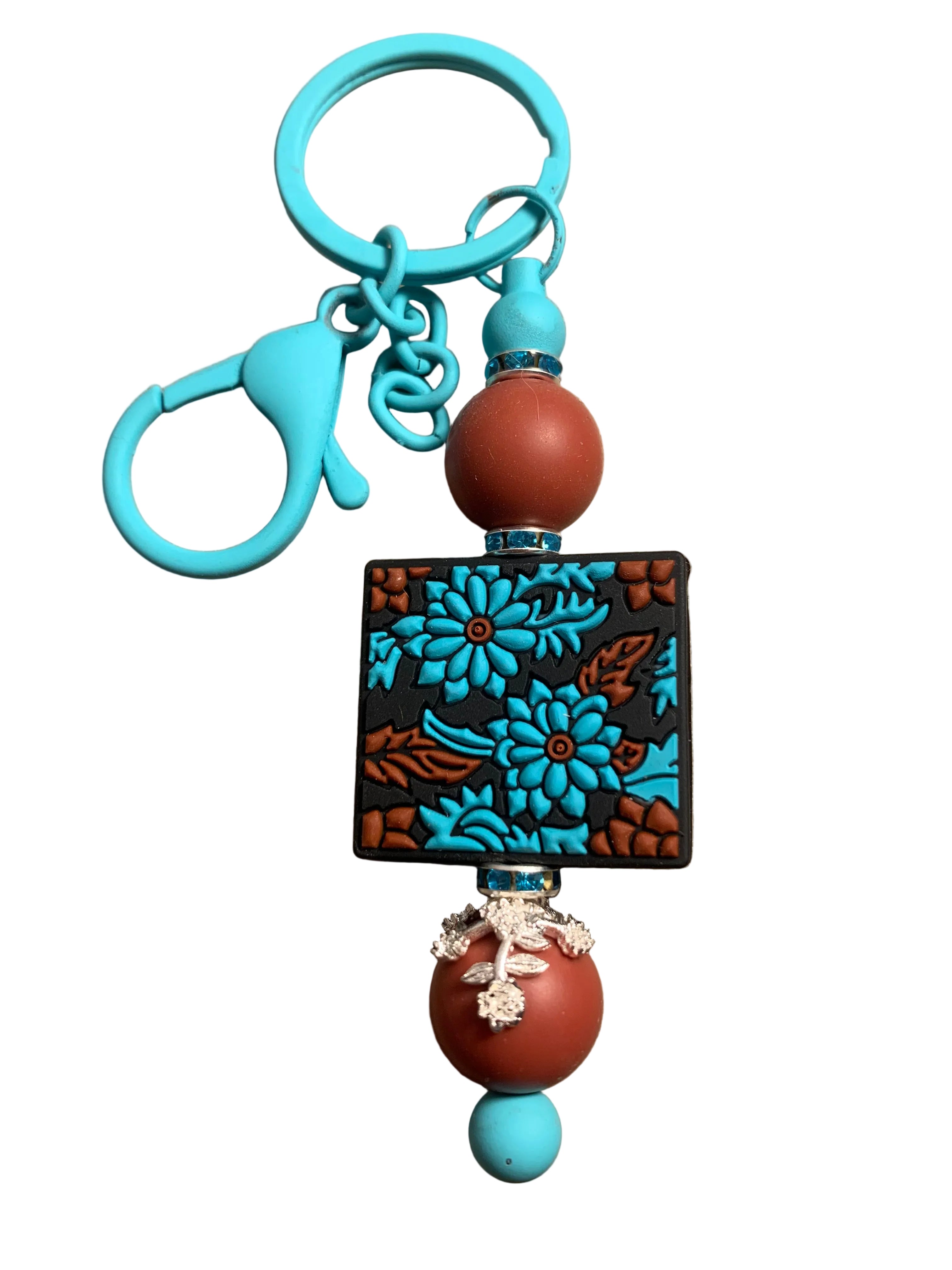 Turquoise Floral Boho Keychain 🌼💙