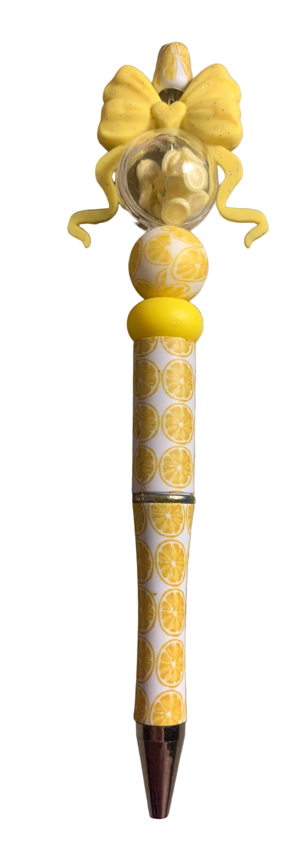 Lemon Beaded Pen with Bow & Charm 🍋💛
